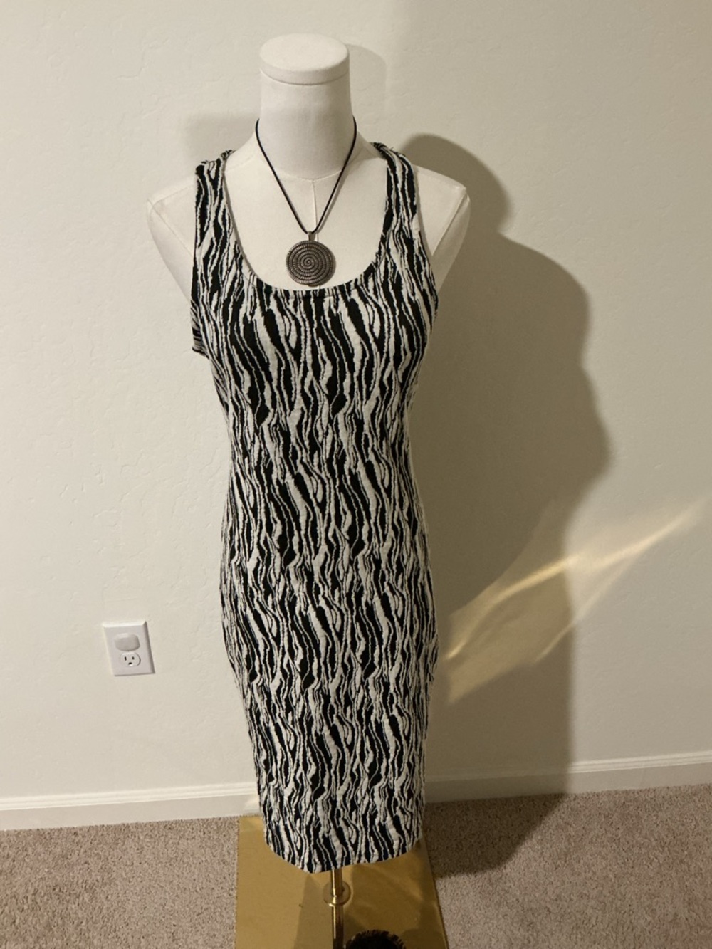Alter Ego Made in USA Black and white zebra print bodycon dress